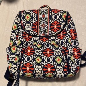 Vera Bradley Quilted Navy Backpack with Red & Lime Accents